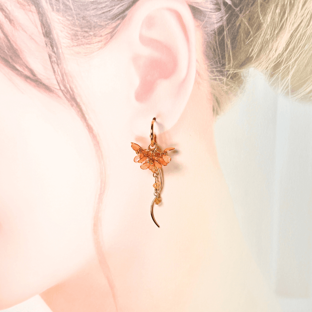 【金木犀/キンモクセイ】2wayフープイヤリング 揺れるオレンジ 金属アレルギー サージカルステンレス 受注生産 | 4枚目